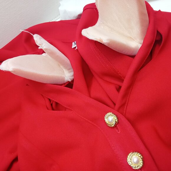 Vintage '80s Nina Piccalino Dress Power Shoulder Cut-outs Pockets Pleats (M/8) - Picture 14 of 15